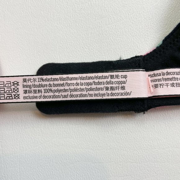 NWOT Victoria's Secret Bra 32B T-Shirt Push-Up Full Coverage Black Floral - Picture 8 of 8